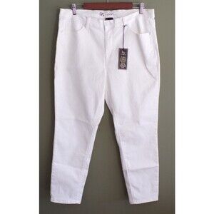 DG2 by Diane Gilman White Virtual Stretch Denim Tapered Leg Jeans 16P